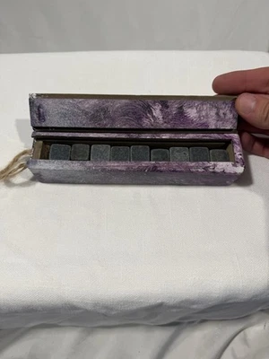 Piedras de whisky - Caja de madera pintada a mano set de regalo púrpura Foto 1 de 4