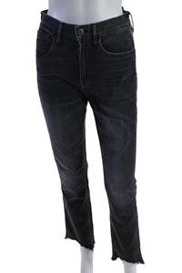 3x1 Womens Cotton Distressed Straight Leg Button Zipped Jeans Black Size 26 - Picture 1 of 6