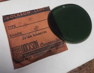 VINTAGE DOCKSON WELDING GLASS 50MM ~ GREEN ~ 28-3 ~ NOS - Bild 1 von 2