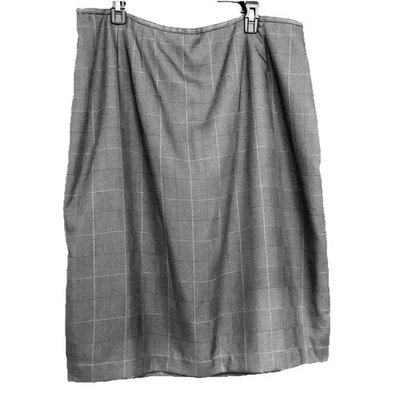 Falda Lápiz Gris Midi Panel Ventana Cuadros Dressbarn Cremallera Talla 18W Aberturas Forradas Foto 1 de 4