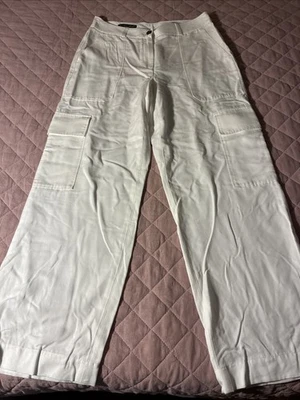 ✅Nuevo sin etiquetas Pantalones informales utilitarios Brooks Brothers para mujer talla 8 bolsillos de carga blancos*Leer. Foto 1 de 4