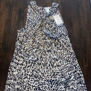 Cache Seide Neckholder schwarz hellbraun abstrakt Animal Print Gold Nieten verziert Top M - Bild 1 von 8