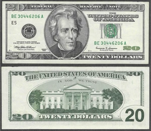 1999 US $20 Twenty Dollar Bill 'Monochrome' Note (Richmond Federal Reserve) - Picture 1 of 6
