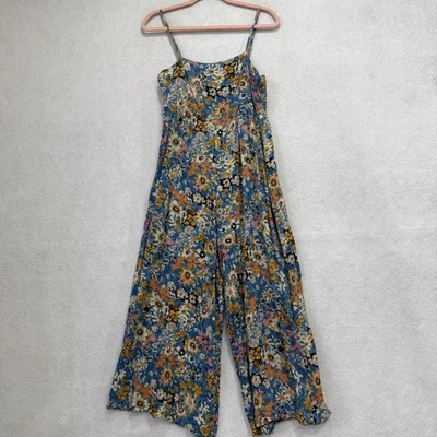 Mono Natural Life Mujer Medio Azul Floral Pierna Ancha Boho Bolsillos Verano Foto 1 de 4