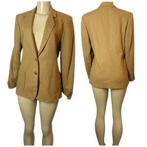 Y2K L.S. Ayres & Co Wool Blend Camel Blazer Jacket Equestrian Riding Size 12 - Picture 1 of 10