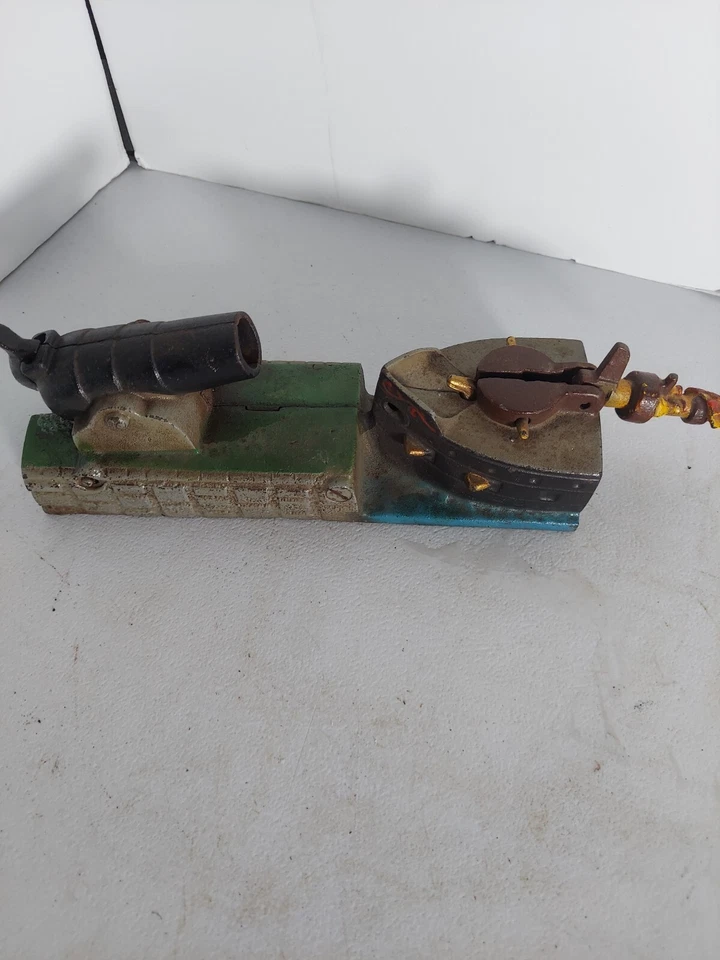VTG  Reproduction Book of Knowledge working Cast Iron Cannon Mechanical Bank. - Image 1 of 4