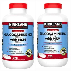 2 pack -Kirkland Signature Glucosamine 1500mg HCI with MSM - 375 Count  - Picture 1 of 1