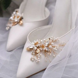 Heel/Boots Crystal Flower Buckle Decorative Shoe Charms Rhinestone Shoe Clip - Picture 1 of 7