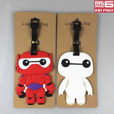 2PCS Disney Big Hero 6 Baymax Silicon Luggage Tag Name Bag Label Travel Suitcase