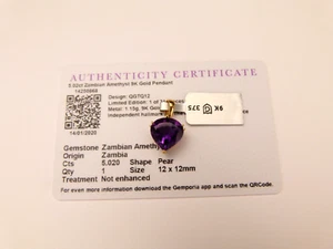 Gemporia 9kt Gelbgold 5,02 kt sambisch lila Amethyst Anhänger brandneu mit Etikett - Bild 1 von 5
