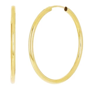 Italian 14k Yellow Gold High Polish Round Endless Hoop Earrings  22mmx1.5mm 0.7g - Picture 1 of 4