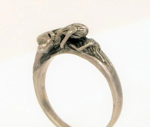 VTG BEAUTIFUL STERLING SILVER NUDE NAKED COUPLE ROMANCE LOVE 3D SCULPTED RING S6 - Picture 1 of 1