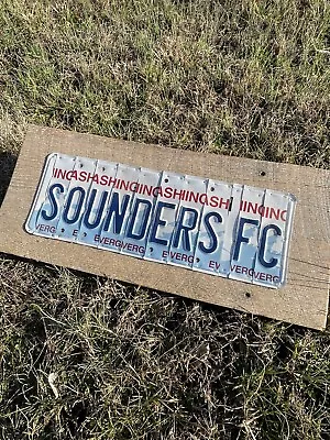Seattle Sounders FC Handmade License Plate Sign on Old Barn Wood; 22 x 10”; MLS - Image 1 of 4