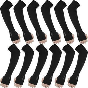 6 Pairs Black Arm Sleeves for Men Women UPF50+ UV Protection Cooling Sun Slee... - Picture 1 of 7
