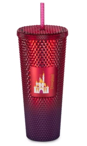 Vaso Starbucks rojo geométrico con pajita Walt Disney World - NUEVO - Imagen 1 de 3