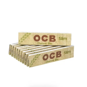 15X OCB SLIM CHANVRE BIO Carnets Feuilles longues à rouler + 1 BRIQUET offert - Picture 1 of 4