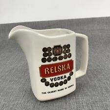 Vintage Relska Vodka Ceramic Bar Pitcher Pub Jug Advertising