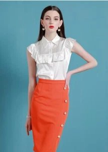 Custom Made To Order Satin Ruffled Formal Casual Blouse Shirt Plus 1x-10x Y334 - Picture 1 of 4