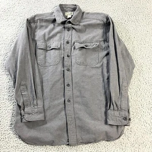 LL Bean Shirt Mens Medium Gray Chamois Flannel Pockets Outdoors Heavyweight - Imagen 1 de 5