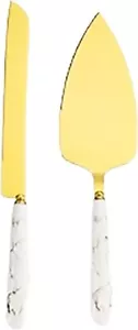 Chandler Set Servizio Torte e Torte Bianco - 2pz Kit Matrimonio Acciaio Inox 18/10 - Foto 1 di 6