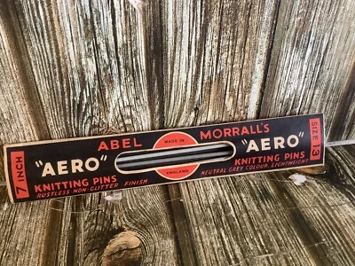 ORIGINAL AERO KNITTING PINS in PACKAGING - ABEL MORRALL'S 7 INCH SIZE 13 PINS - Image 1 of 4