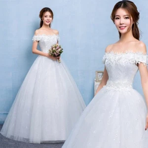 2025 Vestido de Novia Vestido de Novia Pequeño Mujer Hombro Descubierto Vestido de Novia Princesa Frocks - Imagen 1 de 5
