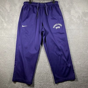 TCU Horned Frogs Sweatpants XL 29" Inseam Nike Therma Fit Purple Fleece Baggy - Picture 1 of 11