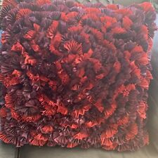 Decorative Pillow Satin Throw 20x20” Raised Red&Purple Design MINT Cond Rare