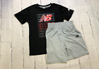 New Balance Graphic Shirt & Shorts Set, Boys Size 5/6, Black/Grey MSRP $30.95