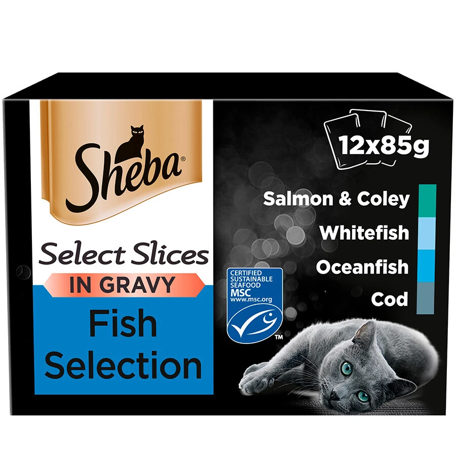 Sheba Select Rebanadas Húmedas Adultos Comida para Gatos Pescados en Salsa - 12 x 85 g Foto 1 de 1