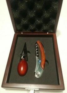 Wein Korkenzieher Öffner & Stopfen Weinliebhaber Geschenkset Holz Holz Box Set - Bild 1 von 7