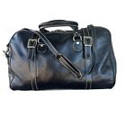 Floto Trastevere Leather Duffle Travel Bag Black Made In Italy 17.5?X11? Nice!