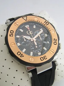 GUESS COLLECTION DIVER CODE CHRONOGRAPH WATCH MENS Y63003G2MF GOLD GENUINE - Picture 1 of 10