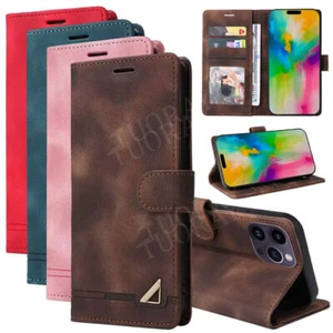 Handy Hülle für iPhone 16 15 14 13 12 11 Pro Max Plus Leder Wallet Case Cover - Picture 1 of 81