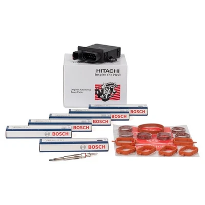 HITACHI ASTEMO Steuergerät + 6x BOSCH Glühkerze + ELRING Dichtungen für BMW M57