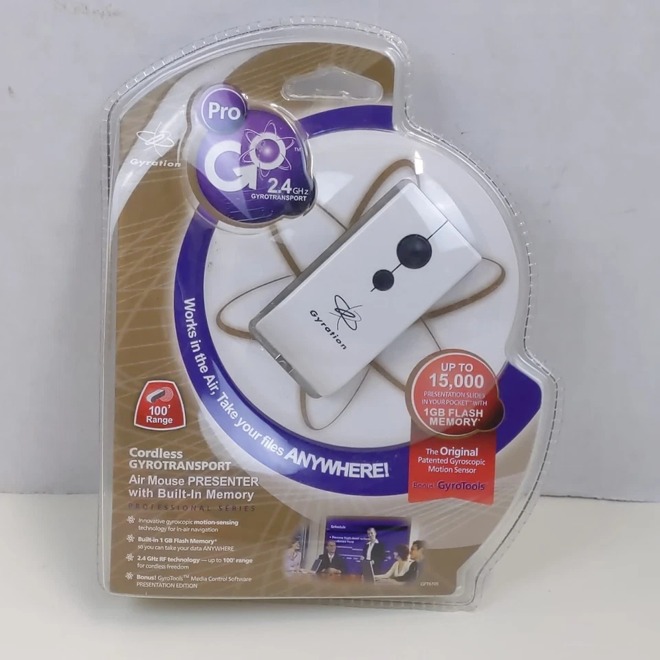 Gyration Cordless Air Mouse Pro Presenter GyroTransport 1GB USB Flash Memory New - Image 1 of 2