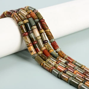 Natürlicher roter Bach Jaspis Zylinder Rohr mit Rondell Perlen 6x10 mm 15,5 Zoll Strang - Bild 1 von 2