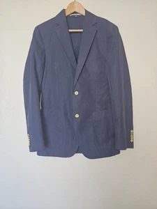 Men's Suitsupply Summer Linen Cotton Beste Tailored Blazer Size Small Navy Blue - Picture 1 of 13