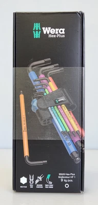 Wera 950/9 Hex-Plus Multicolour HF 1 L-key Set, BlackLaser, Metric, 9-Piece NEW - Image 1 of 3