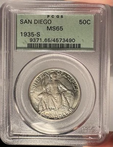 1935-S 50c PCGS MS 65 San Diego Commemorative Half Dollar - OGH - Picture 1 of 2