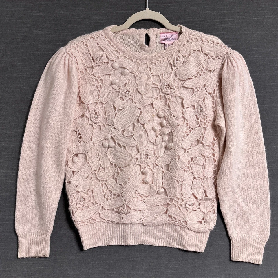 Suéter Vintage Jaclyn Smith M Rosa Angora Lana de Cordero Seda Cabaña Femenino Años 90 Foto 1 de 4
