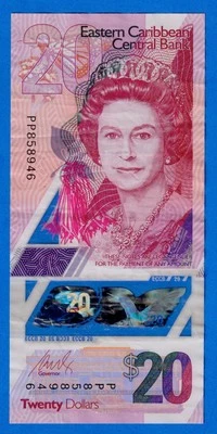Eastern East Caribbean $20 2019 P-W58 Polymer Circulated Note QE PP858946 - Image 1 of 4
