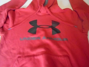 Under Amour Red Cold Gear Fleece Big Logo Pullover Hoodie. Men's - Size Small - Picture 1 of 8