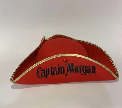 Captain Morgan Rum Pirate Hat Cap Tricorn Costume  8" Diameter Red Felt - Image 1 of 4