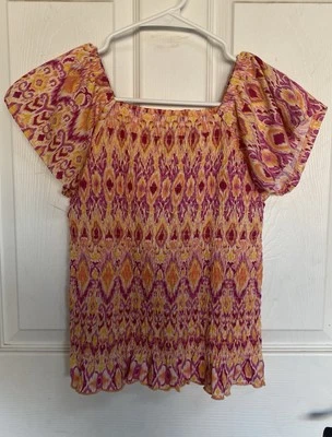 Children Place Floral Print Puff Sleeve Blouse Orange NWT S - Image 1 of 4