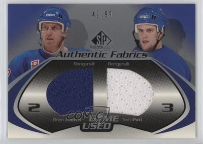 2003 SP Game Used Edition Authentic Fabrics Dual /99 Brian Leetch Tom Poti HOF - Image 1 of 2