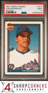 1991 TOPPS TRADED TIFFANY #101T IVAN RODRIGUEZ RC HOF PSA 9 - Picture 1 of 6