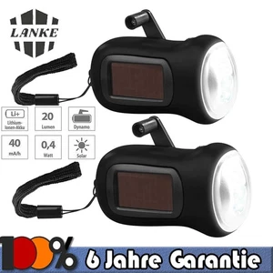 Solar LED Taschenlampe Handkurbel Solar Dynamo Wiederaufladbare Notfall Lampe DE - Bild 1 von 13