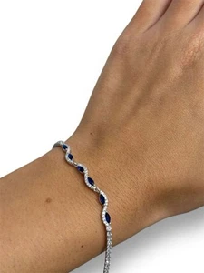Bracciale tennis goccia blu argento 925 - Foto 1 di 2