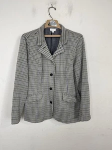 Giacca donna J JILL XL pied de poule preppy old money maglia blazer ufficio aziendale - Foto 1 di 11